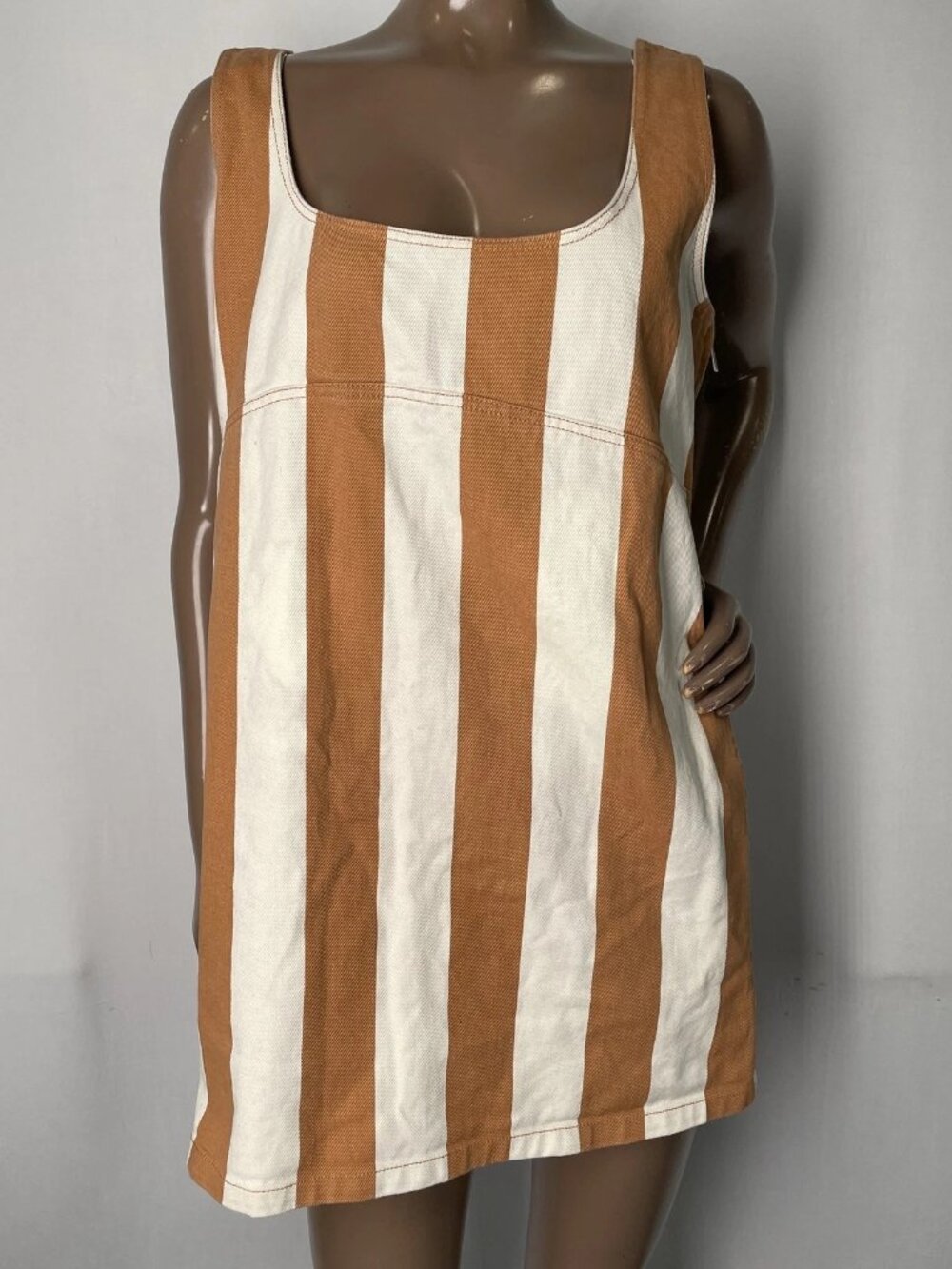 Simon Miller Womens Mini Dress Striped Size L Sahara Denim Scoop Neck Pre owned